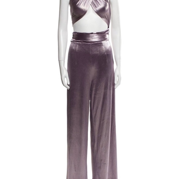 Bronx and Banco NWT Lilac Velvet Jumpsuit size XS - Picture 2 of 12